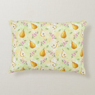 Coussin Lombaire Aquarelle Poire Jaune & Floral Pr