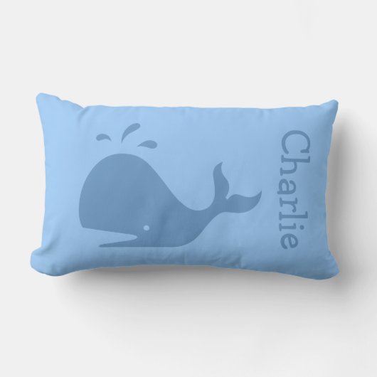 Coussin lombaire de baleine bleue avec nom de bébé (Recto)