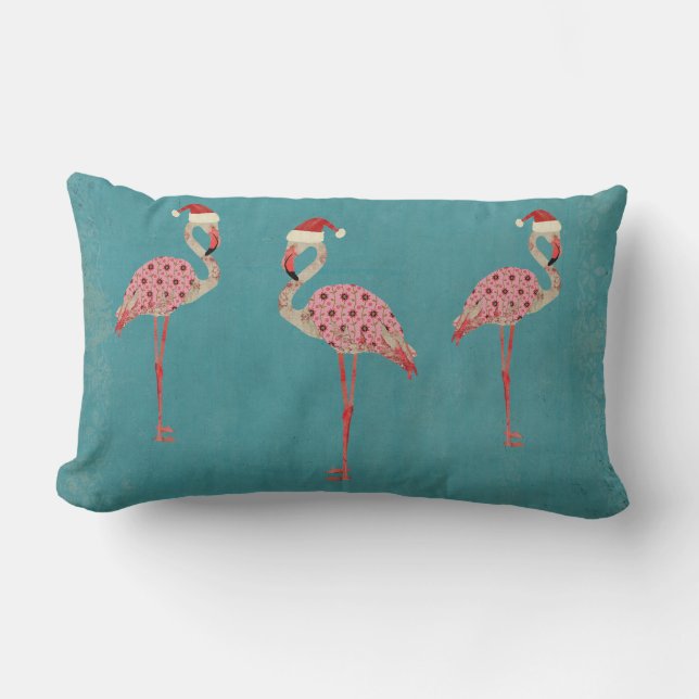 Coussin lombaire de Flamants roses de fête (Recto)
