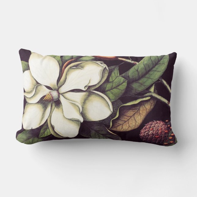 Coussin lombaire décoratif floral de magnolia (Recto)