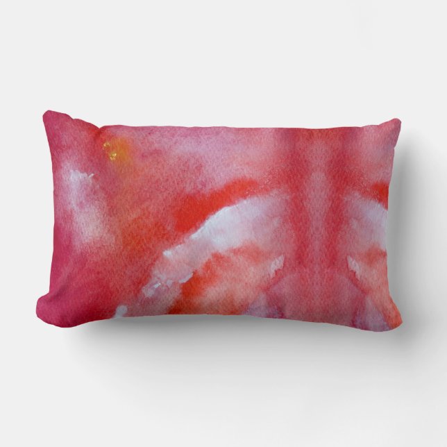 Coussin lombaire design art rose et jaune (Recto)