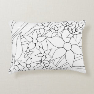 Coussin lombaire floral livre de coloriage DIY - F