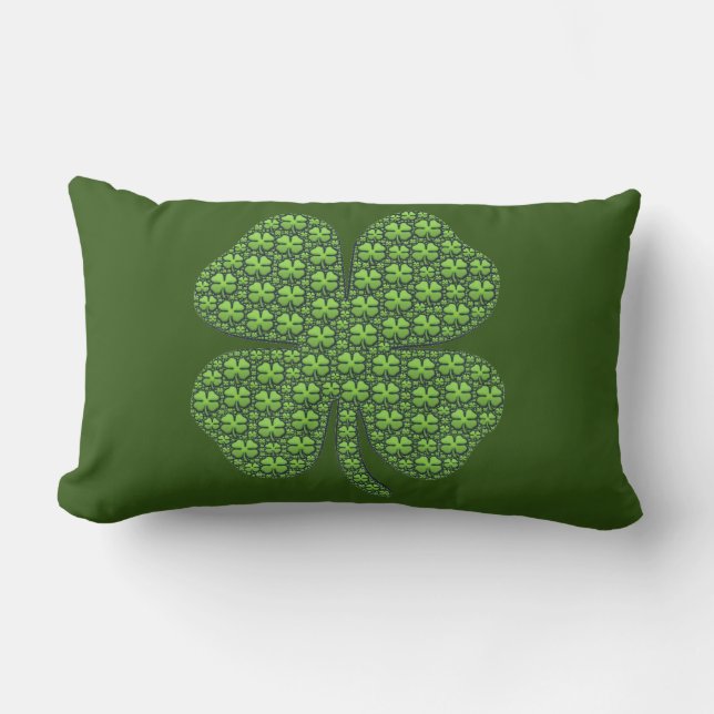 Coussin lombaire vert-foncé de trèfle irlandais (Recto)