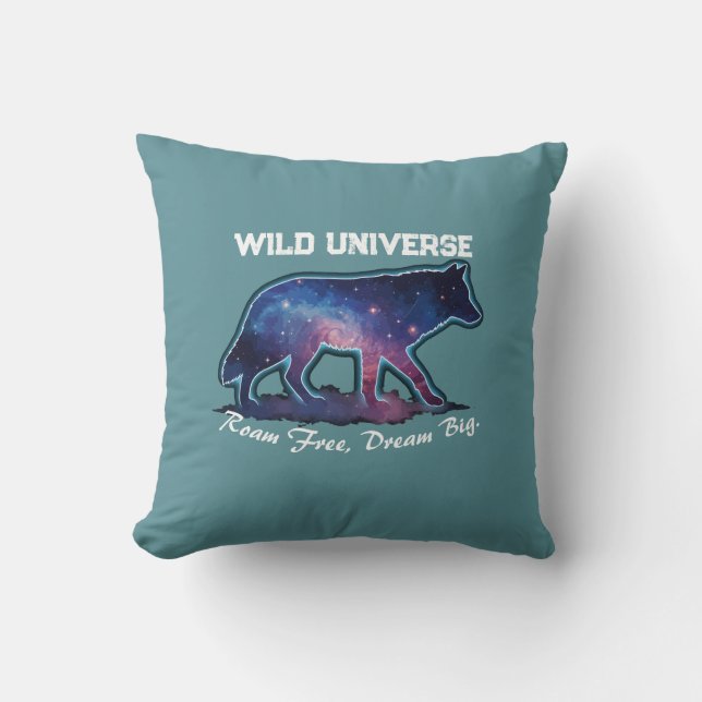 Coussin Lone Galaxy Wolf Silhouette (wild universe) (Recto)