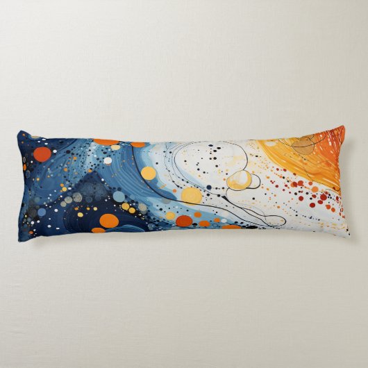 Coussin long Abstrait Vagues Bleu et Orange (Dos)