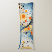 Coussin long Abstrait Vagues Bleu et Orange (Devant (Vertical))