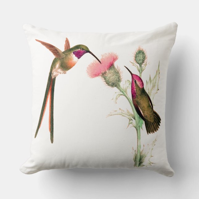 Coussin Long carreau coupé la queue de fleurs d'oiseaux de (Recto)