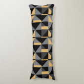 Coussin Long Géométrie | Noir, Or Style Artisanal (Devant (Vertical))