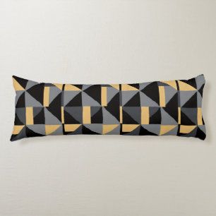 Coussin Long Géométrie   Noir, Or Style Artisanal