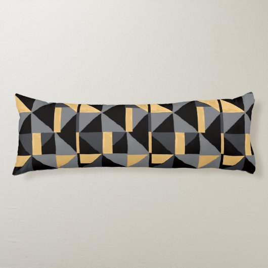 Coussin Long Géométrie | Noir, Or Style Artisanal (Devant)