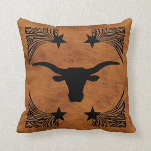 Coussin Longhorn Steer Silhouette Jeu d'oreiller