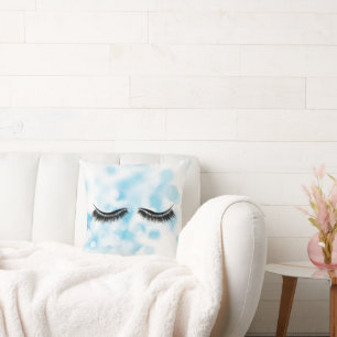 Coussin Longs cils noirs sur Bokeh 