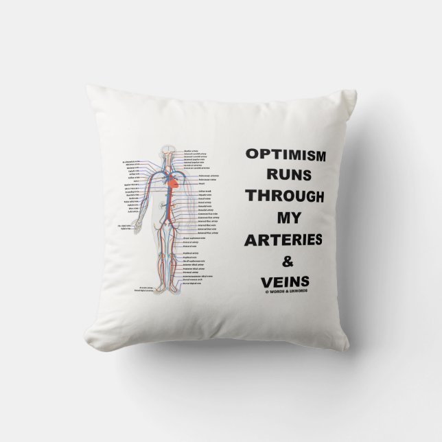Coussin L'optimisme traverse mes artères et mes veines (Recto)
