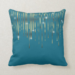Coussin L'or bleu turquoise drapent l'étincelle de luxe d