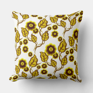 Coussin L'or fleurit, feuille d'or, art populaire floral