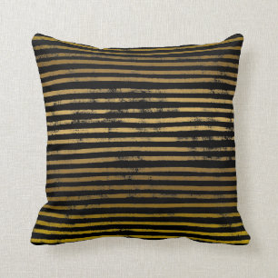 Coussin L'or noir moderne barre la grunge métallique de