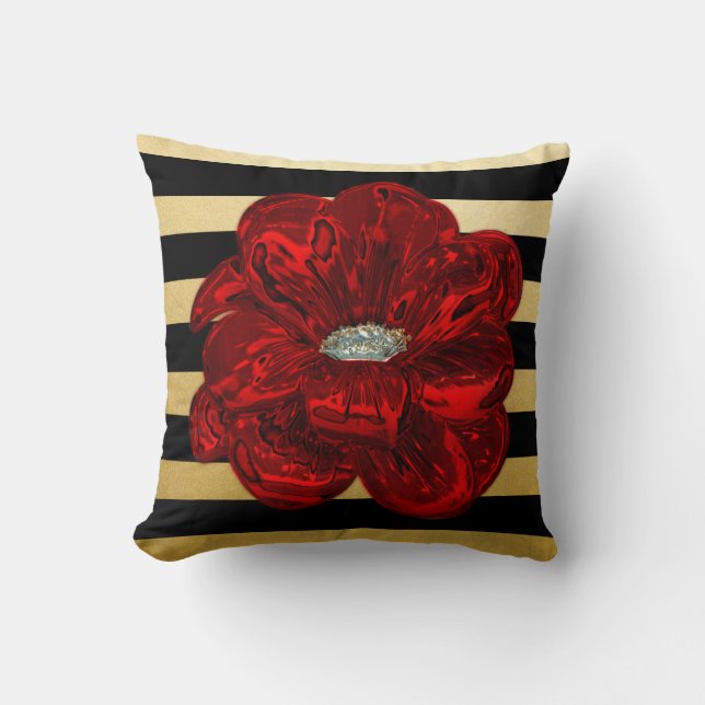 Coussin L'or noir unique élégant a fleuri jet de rose (Recto)