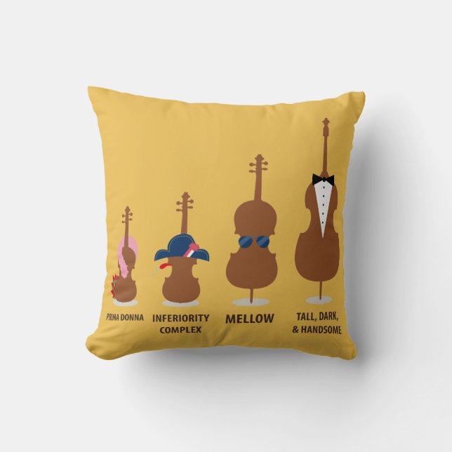 Coussin L'orchestre drôle ficelle des instruments (Recto)