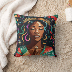 Coussin Lord Bless and Keep You Christmas Black Woman