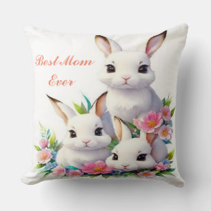 Coussin L'Oreiller à lancer lapin "Meilleure maman jamais"