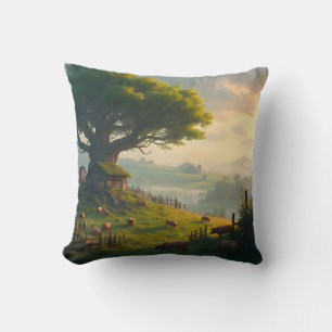 Coussin L'oreiller de paysage de ferme tranquille – Ferme