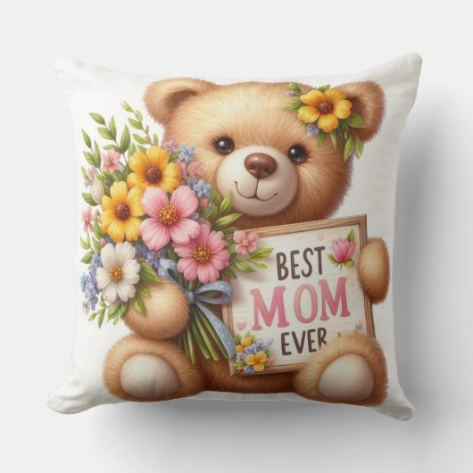 Coussin L'Oreiller Teddy Theddy "Meilleure Maman Jamais" (Recto)