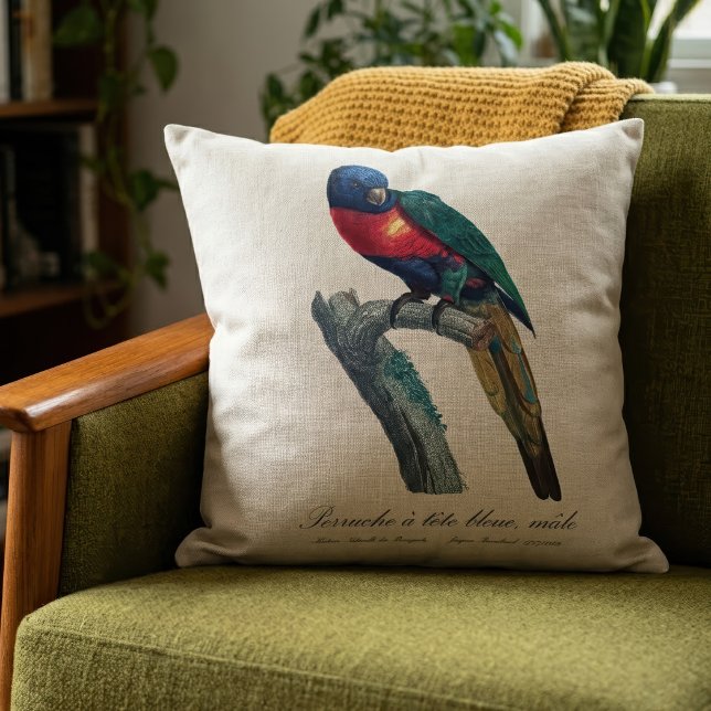 Coussin Loriquet arc-en-ciel mâle, Trichoglossus moluccanu (Rainbow Lorikeet Male, Trichoglossus Moluccanus. Throw Pillow)