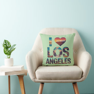 Coussin Los Angeles Skyline Sunset & Hollywood Typographie