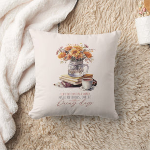 Coussin Lost - Livres, café et pluie Rustic