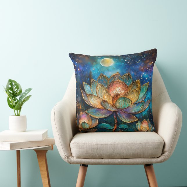 Coussin Lotus de verre tendu fleurit au clair de lune (Chaise)