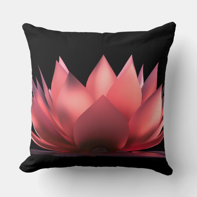 Coussin Lotus Élégant Noir (Recto)