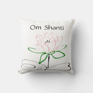 Coussin Lotus Rose Vert Om Shanti