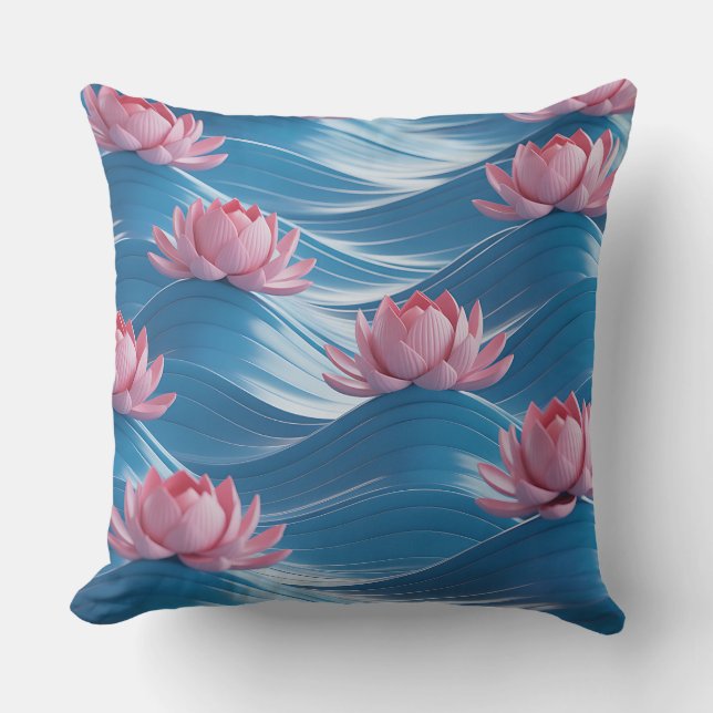 Coussin Lotus Wave Relief 3D Batik Motif (Recto)