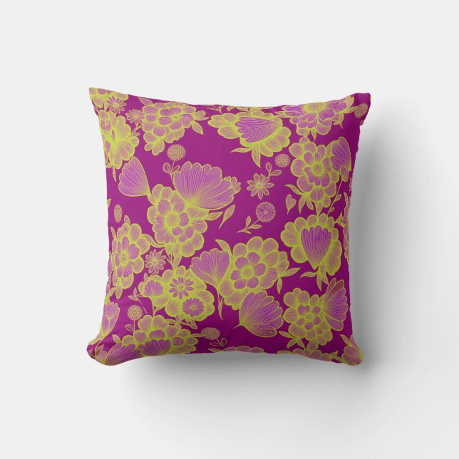 Coussin Lou Pop 💜💛 Floral Baroque (Recto)