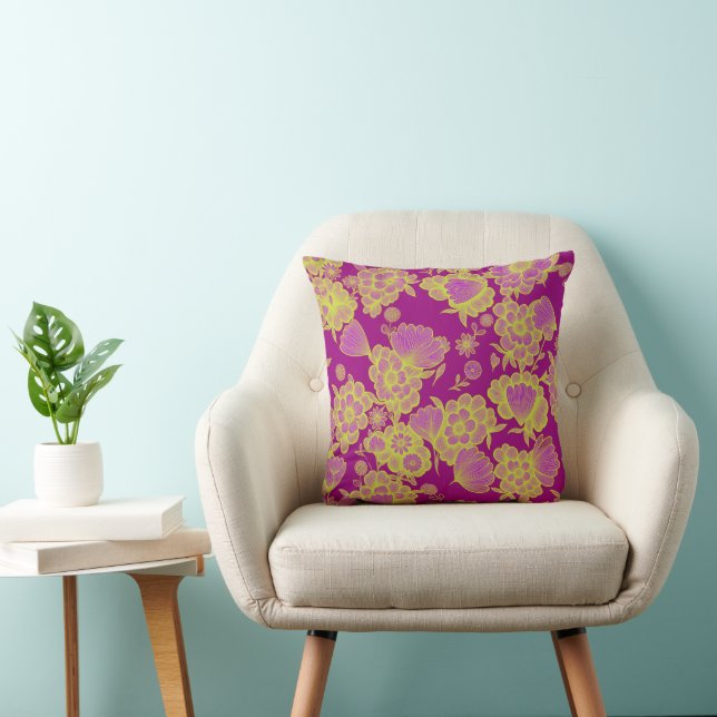 Coussin Lou Pop 💜💛 Floral Baroque (Chaise)