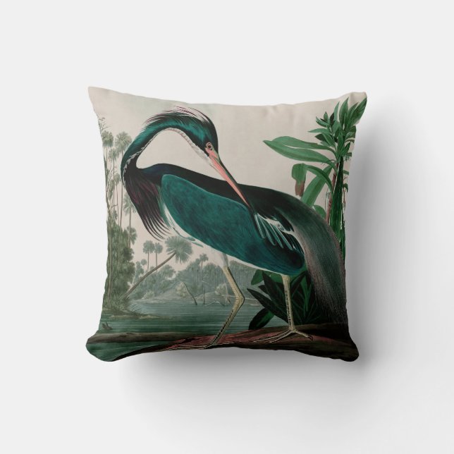 Coussin Louisiana Heron Birds of America Audubon Imprimer (Recto)