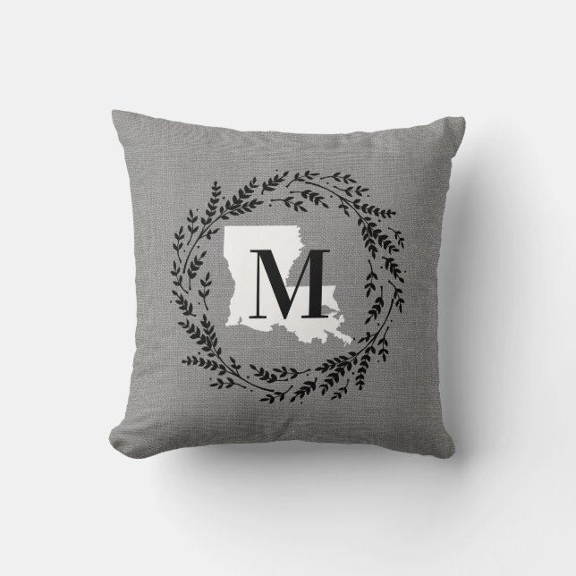 Coussin Louisiana Rustic Wreath Monogram Jeu d'oreiller (Recto)