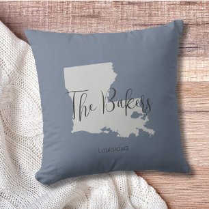 Coussin Louisiana State Outline Nom de famille Jeu d'oreil