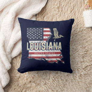 Coussin Louisiane avec conception vintage de pélican USA