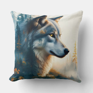 Coussin Loup à double exposition Imaginaire