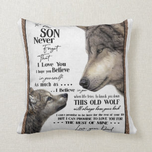 Coussin Loup à mon fils n'oublie jamais d'aimer ton cadea