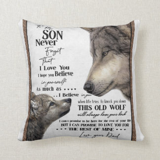 Coussin Loup à mon fils n'oublie jamais d'aimer ton cadeau