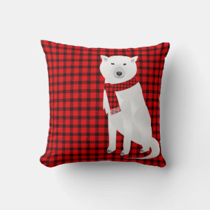 Coussin Loup blanc Ours rouge et polaire avec bison de lou