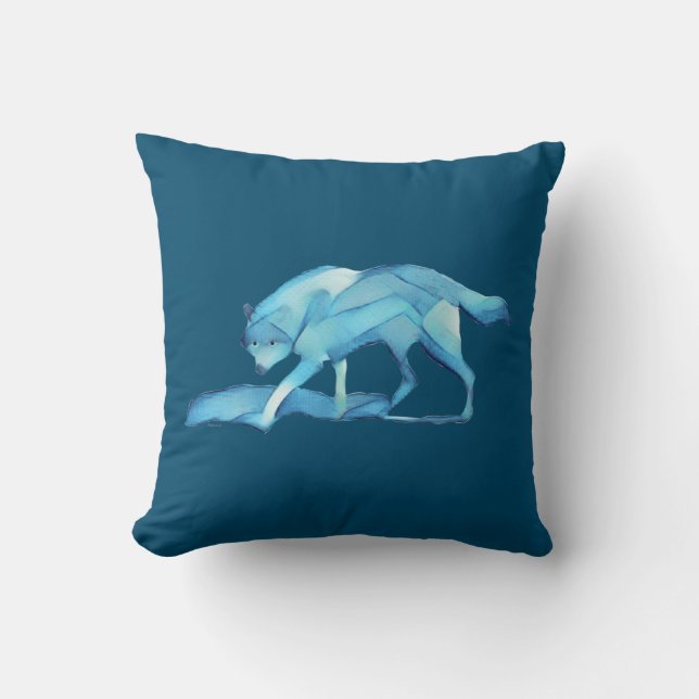 Coussin Loup bleu (Recto)