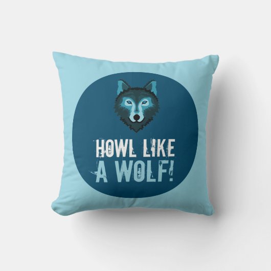 Coussin Loup bleu, Howtel Like a Wolf (Recto)