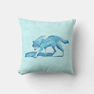 Coussin Loup Bleu Sur Neige