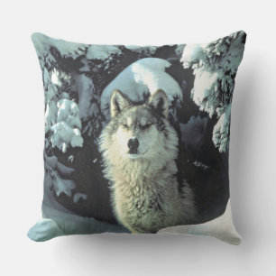 Coussin Loup dans la conception faunique de la forêt hiver