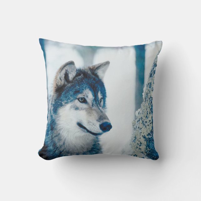 Coussin Loup dans le carreau de neige (Recto)