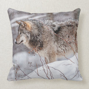 Coussin Loup de bois