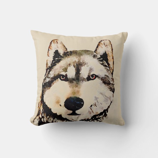 Coussin Loup de bois de construction de nature (Recto)